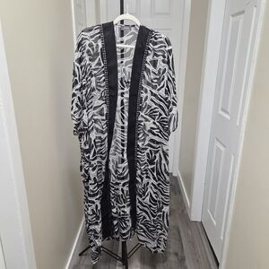 BCBG Black and White Patterned Dress Cover Up